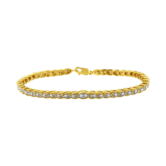 10K Yellow Gold Plated .925 Sterling Silver 1 cttw Prong-Set Diamond Pear Shape Link Bracelet (I-J Color, I1-I2 Clarity) - 7.25" Bids.com