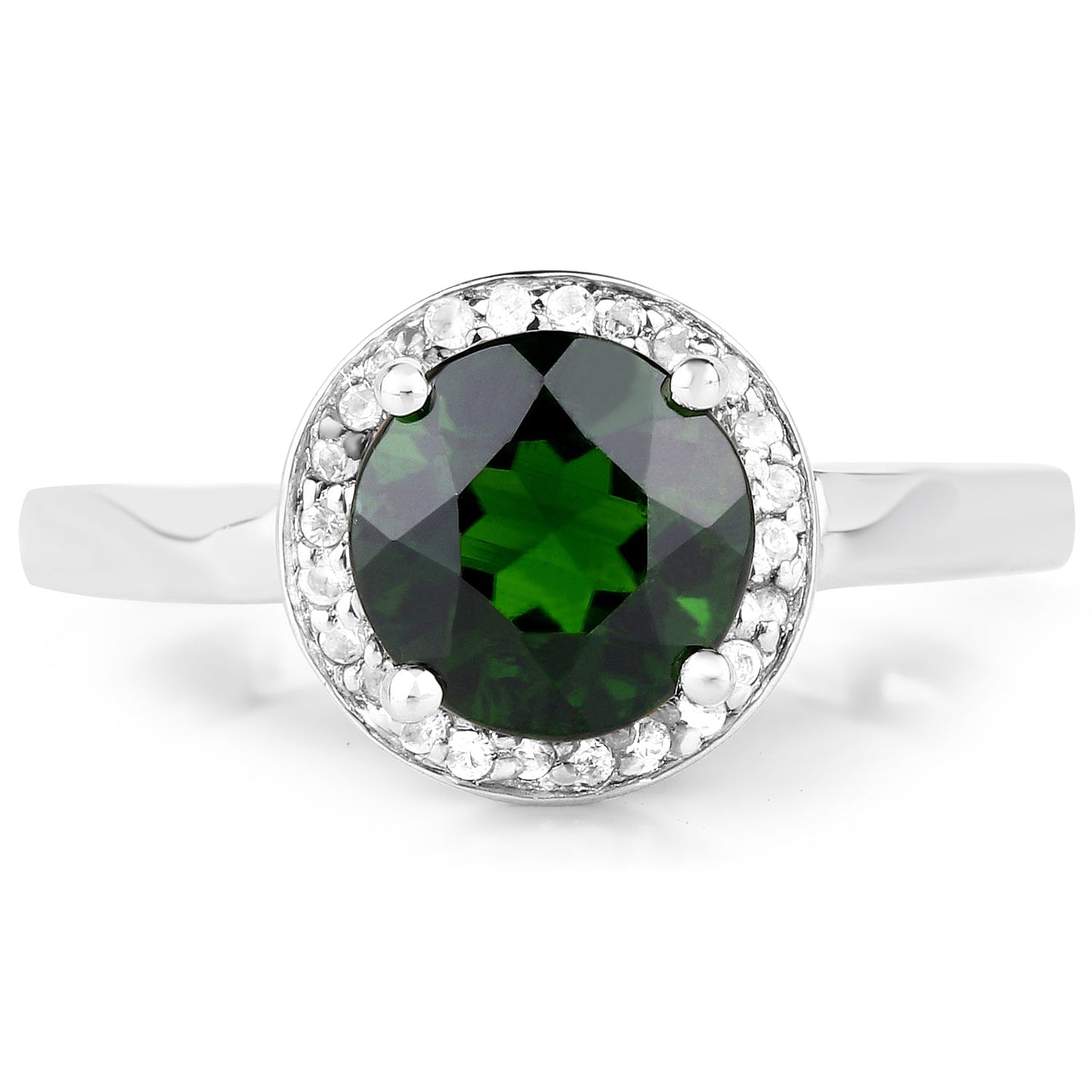 1.92 Carat Genuine Chrome Diopside and White Topaz .925 Sterling Silver Ring Bids.com
