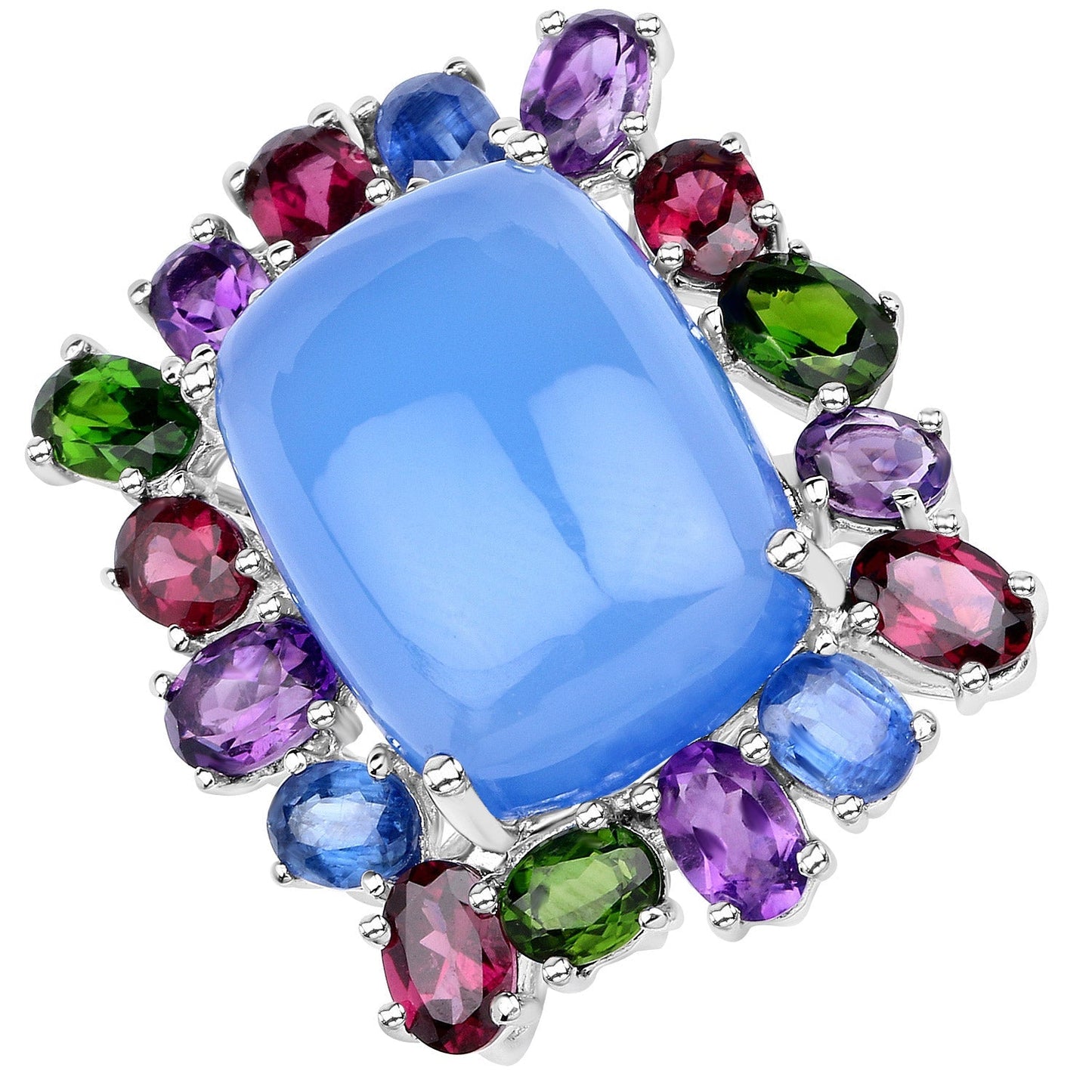 26.67 Carat Genuine Multi Stones .925 Sterling Silver Ring Bids.com