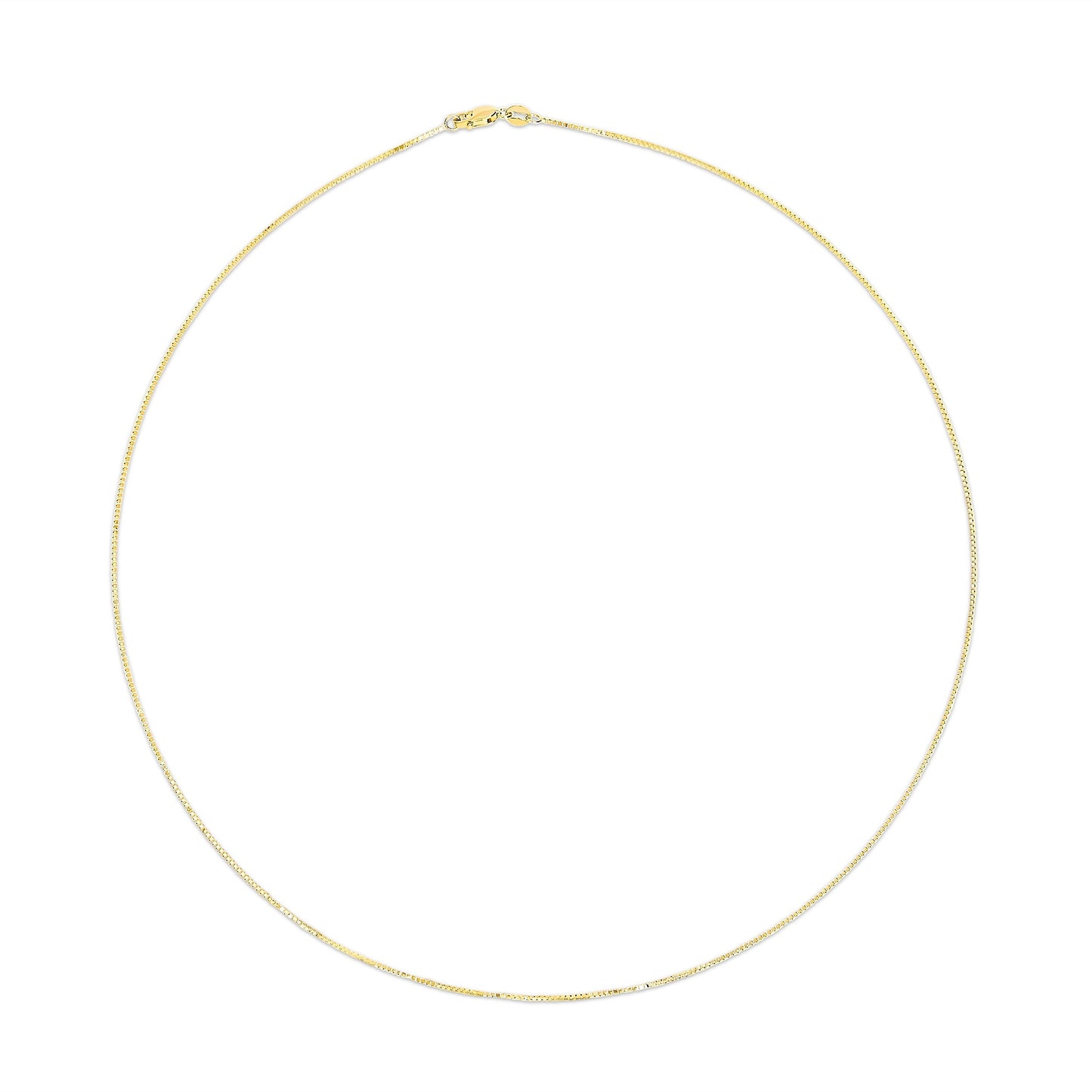 Solid 14K Yellow Gold 0.75mm Classic Box Chain Necklace. Unisex Chain - Size 16 Inches Bids.com