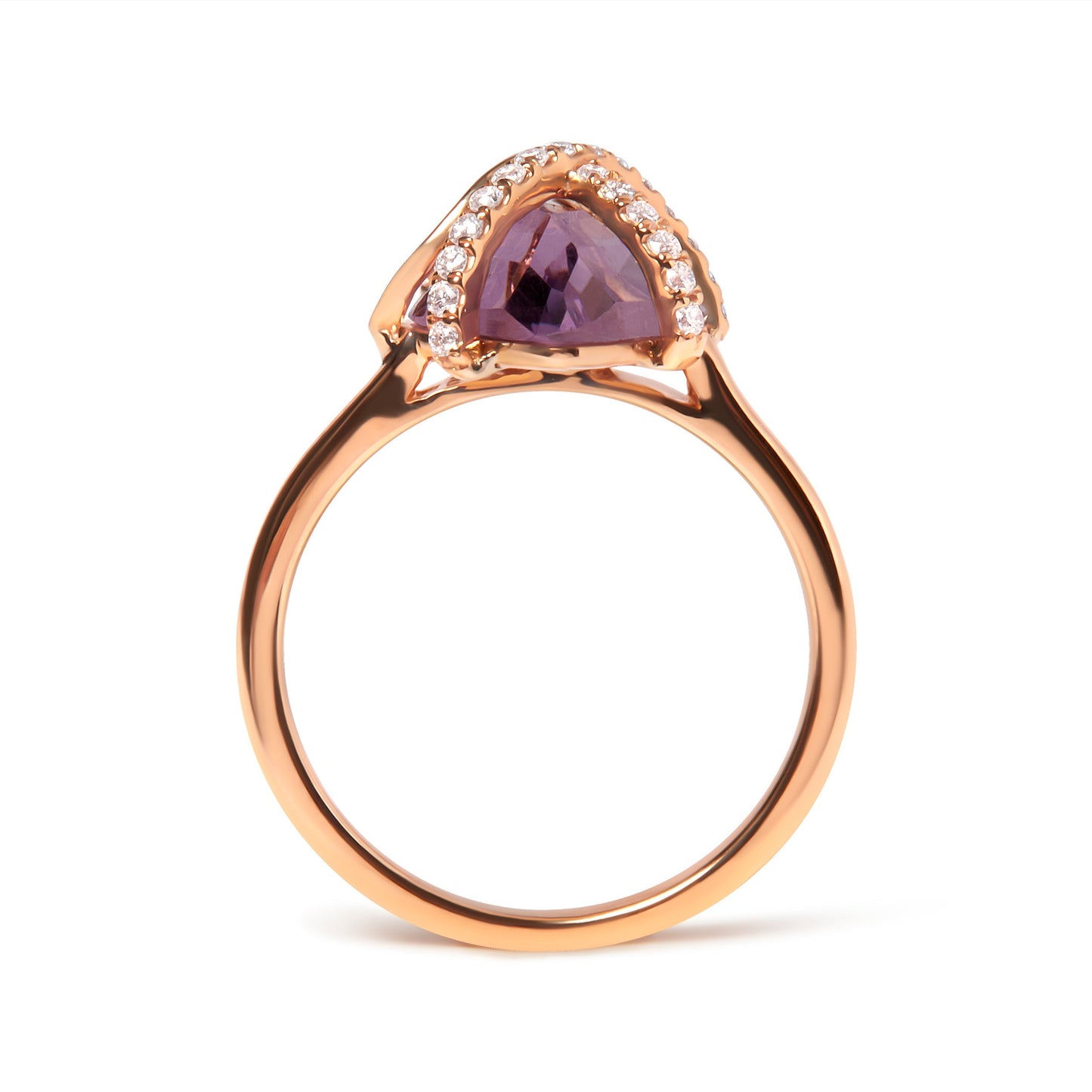 14K Rose Gold 1/5 Cttw Diamond Wrapped 15x15 MM Purple Amethyst Cocktail Ring (G-H Color, SI1-SI2 Clarity) Bids.com