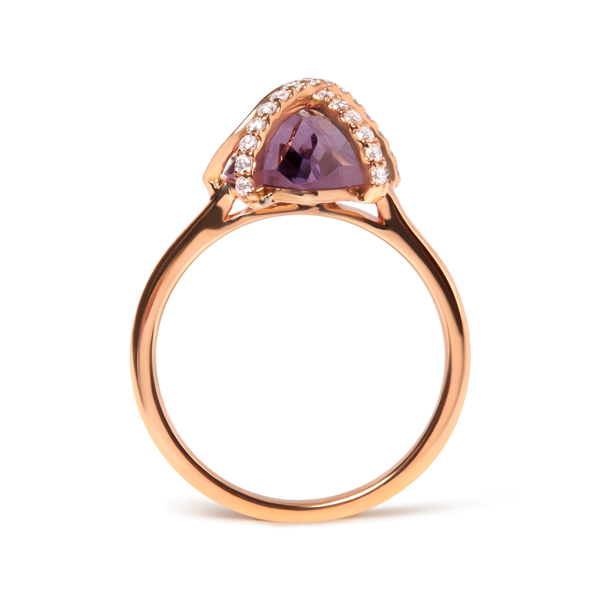14K Rose Gold 1/5 Cttw Diamond Wrapped 15x15 MM Purple Amethyst Cocktail Ring (G-H Color, SI1-SI2 Clarity) Bids.com