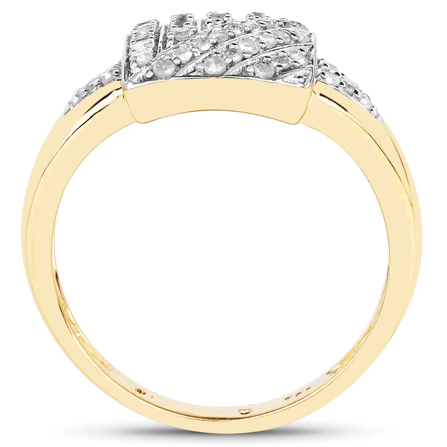 14K Yellow Gold Plated 0.23 Carat Genuine White Diamond .925 Sterling Silver Ring Bids.com