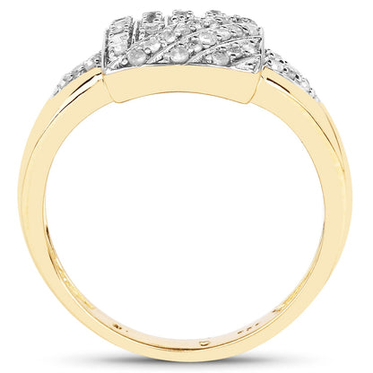14K Yellow Gold Plated 0.23 Carat Genuine White Diamond .925 Sterling Silver Ring Bids.com