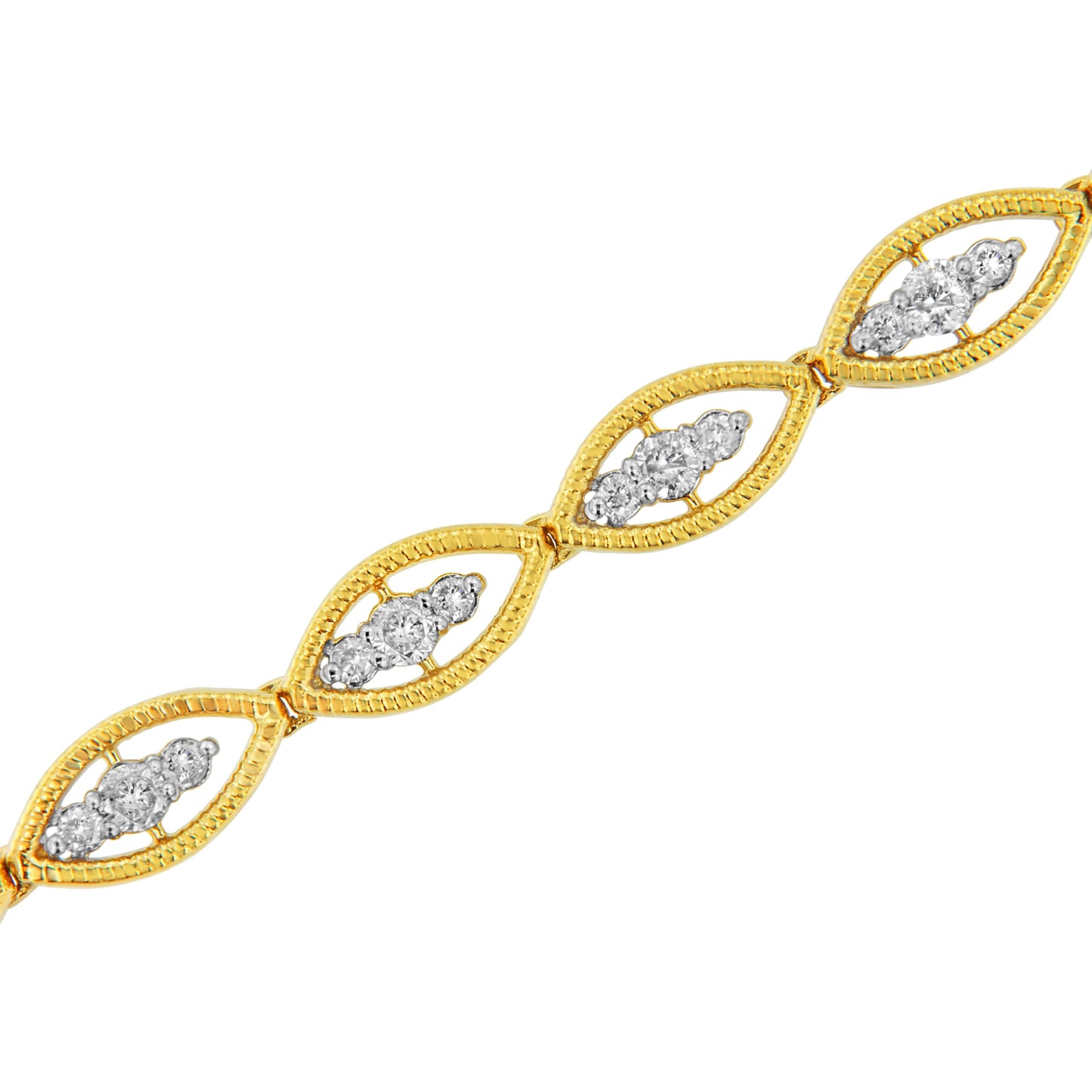 10K Yellow Gold Plated .925 Sterling Silver 1 cttw Prong Set Round-Cut Diamond Link Bracelet (J-K Color, I1-I2 Clarity) - 7.25" Bids.com