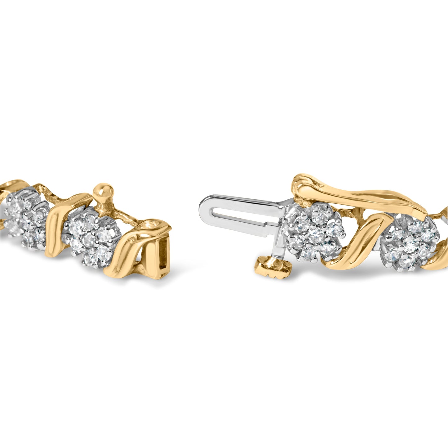 10K Yellow Gold 2.00 Cttw Round Cut Diamond 'S' Cluster Bracelet (J-K Color, I1-I2 Clarity) Bids.com
