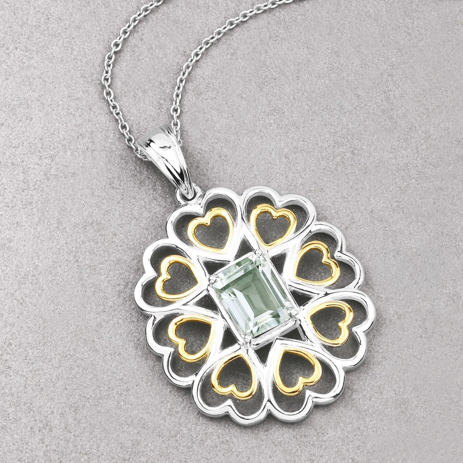 2.10 Carat Genuine Green Amethyst .925 Sterling Silver Pendant Bids.com