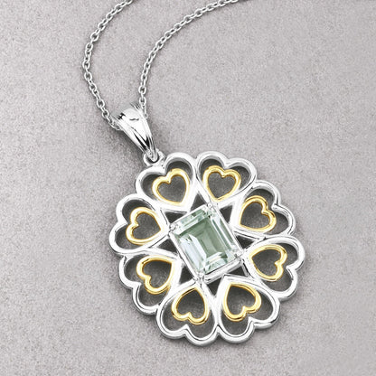 2.10 Carat Genuine Green Amethyst .925 Sterling Silver Pendant Bids.com