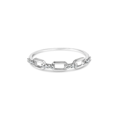 .925 Sterling Silver Diamond Accent Paperclip Band Ring (I-J Color, I2-I3 Clarity) - Ring Size 6 Bids.com
