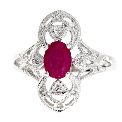 Natural 1.05ct Ruby Diamond Ring 10KT White Gold Bids.com