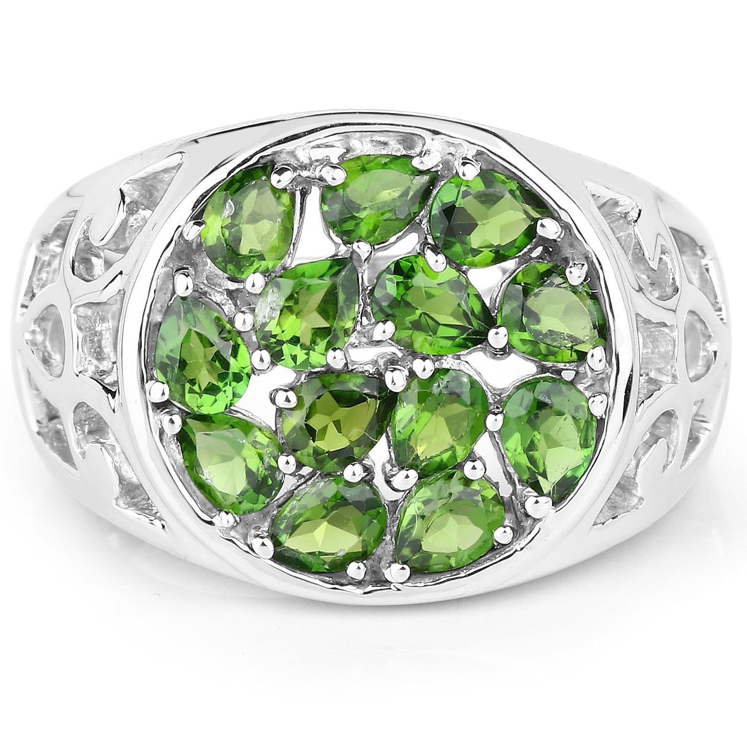 2.21 Carat Genuine Chrome Diopside .925 Sterling Silver Ring Bids.com