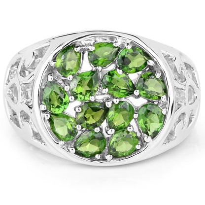 2.21 Carat Genuine Chrome Diopside .925 Sterling Silver Ring Bids.com