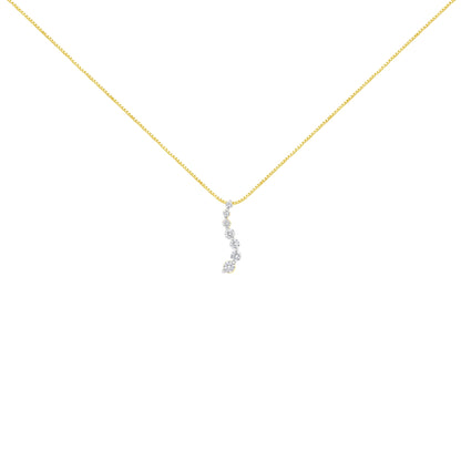 AGS Certified 14K Yellow Gold 2.0 Cttw Baguette and Brilliant Round-Cut Diamond Journey 18" Pendant Necklace (F-G Color, I1-I2 Clarity) Bids.com
