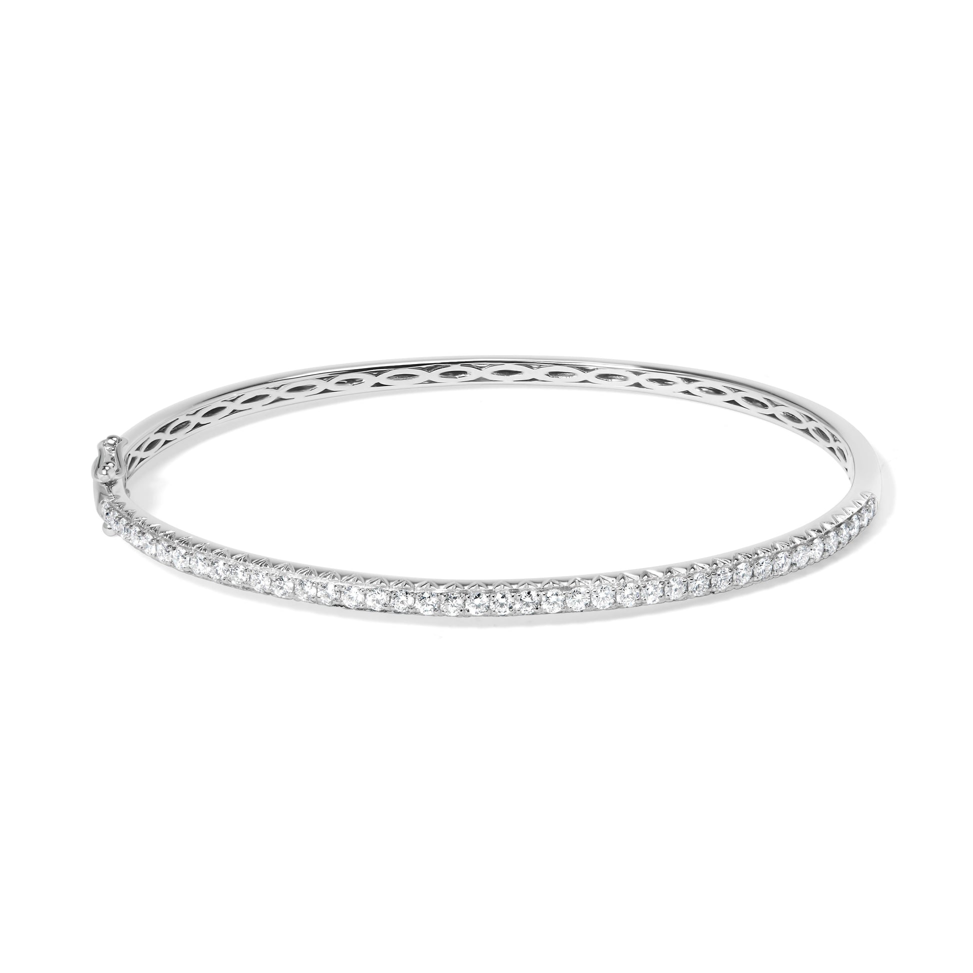 14K Rose Gold 1.00 Cttw Half Eternity Diamond Bangle Bracelet (G-H Color, SI2-I1 Clarity) - 7" Inches Bids.com