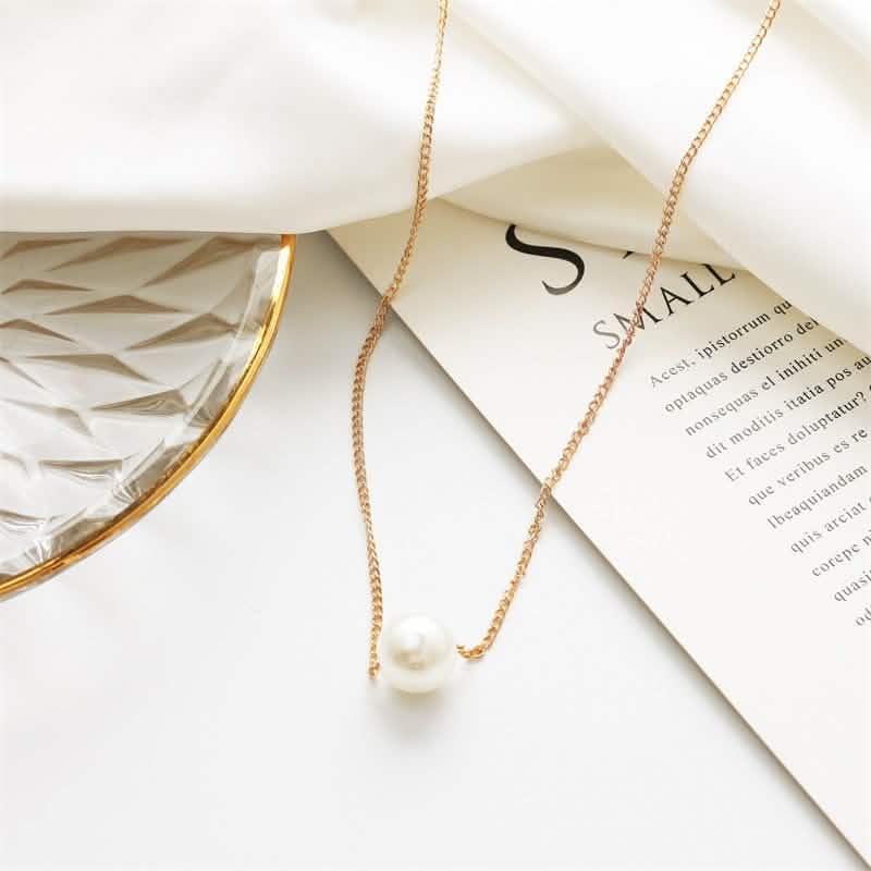 Women’s Minimalist White Pearl Beaded Necklace – Elegant Statement Chain DailySale