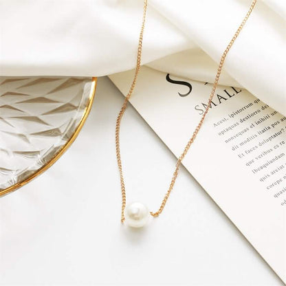 Women’s Minimalist White Pearl Beaded Necklace – Elegant Statement Chain DailySale