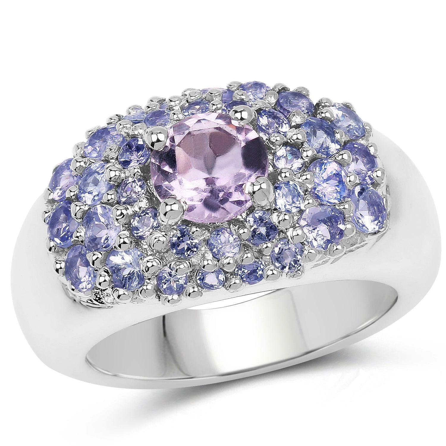 2.43 Carat Genuine Amethyst and Tanzanite .925 Sterling Silver Ring Bids.com