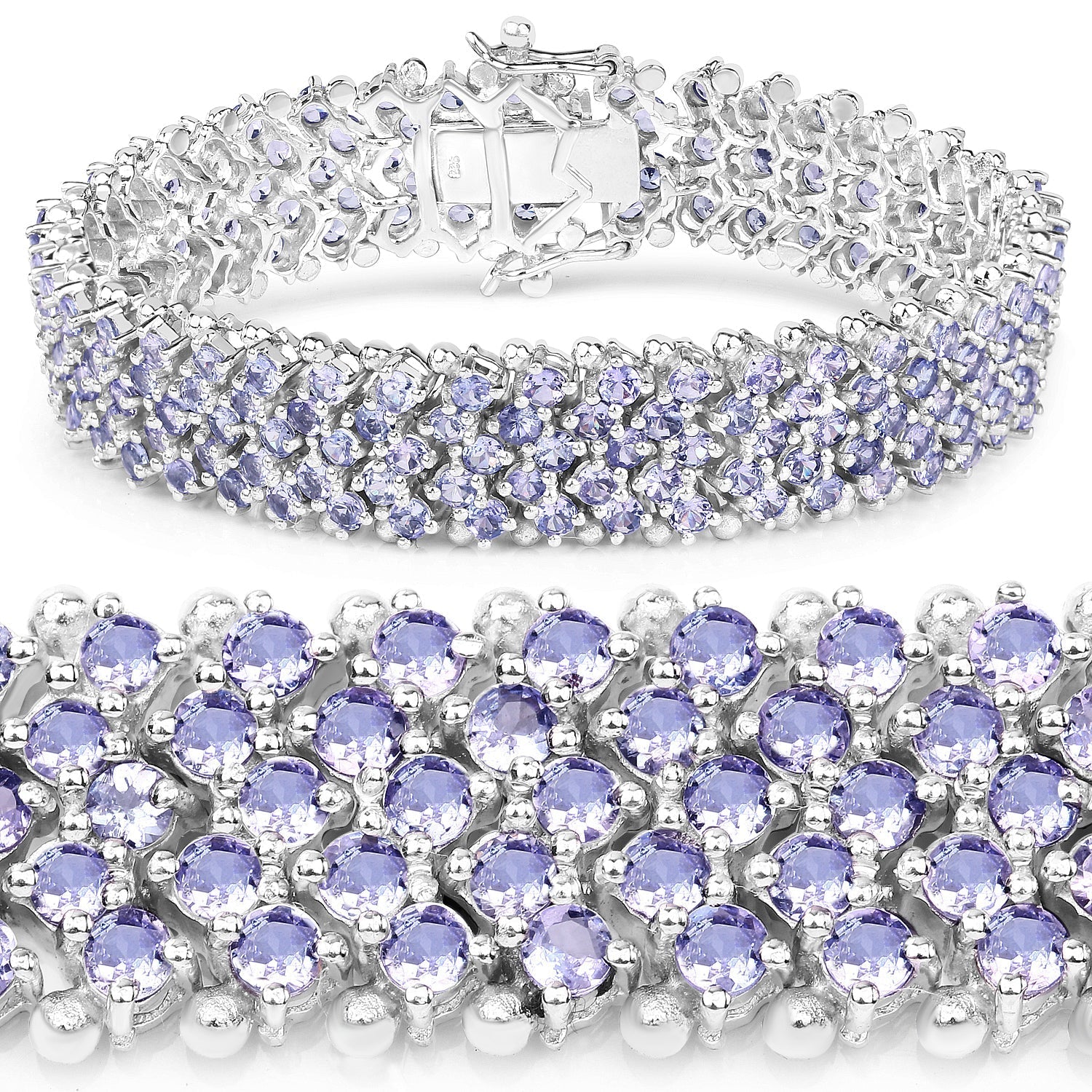 14.70 Carat Genuine Tanzanite .925 Sterling Silver Bracelet Bids.com