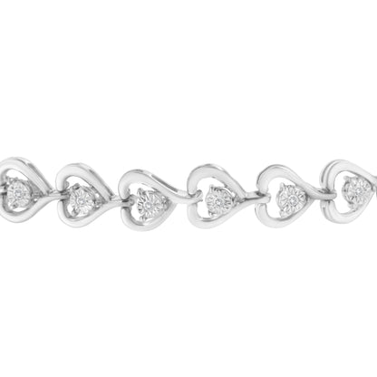 Sterling Silver Diamond Woven Heart Bolo Bracelet (0.1 cttw, H-I Color, I2-I3 Clarity) Bids.com