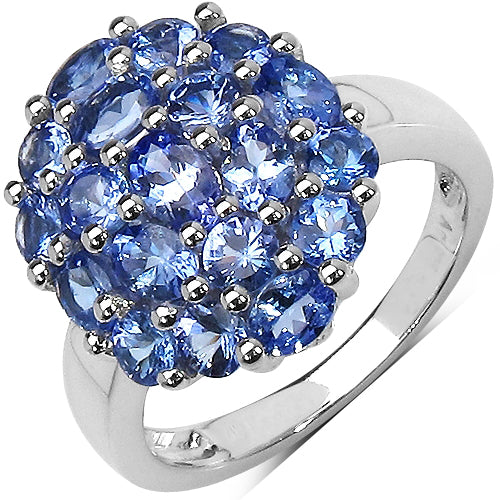 Two Tone Plated 2.54 Carat Genuine Tanzanite .925 Sterling Silver Ring Bids.com