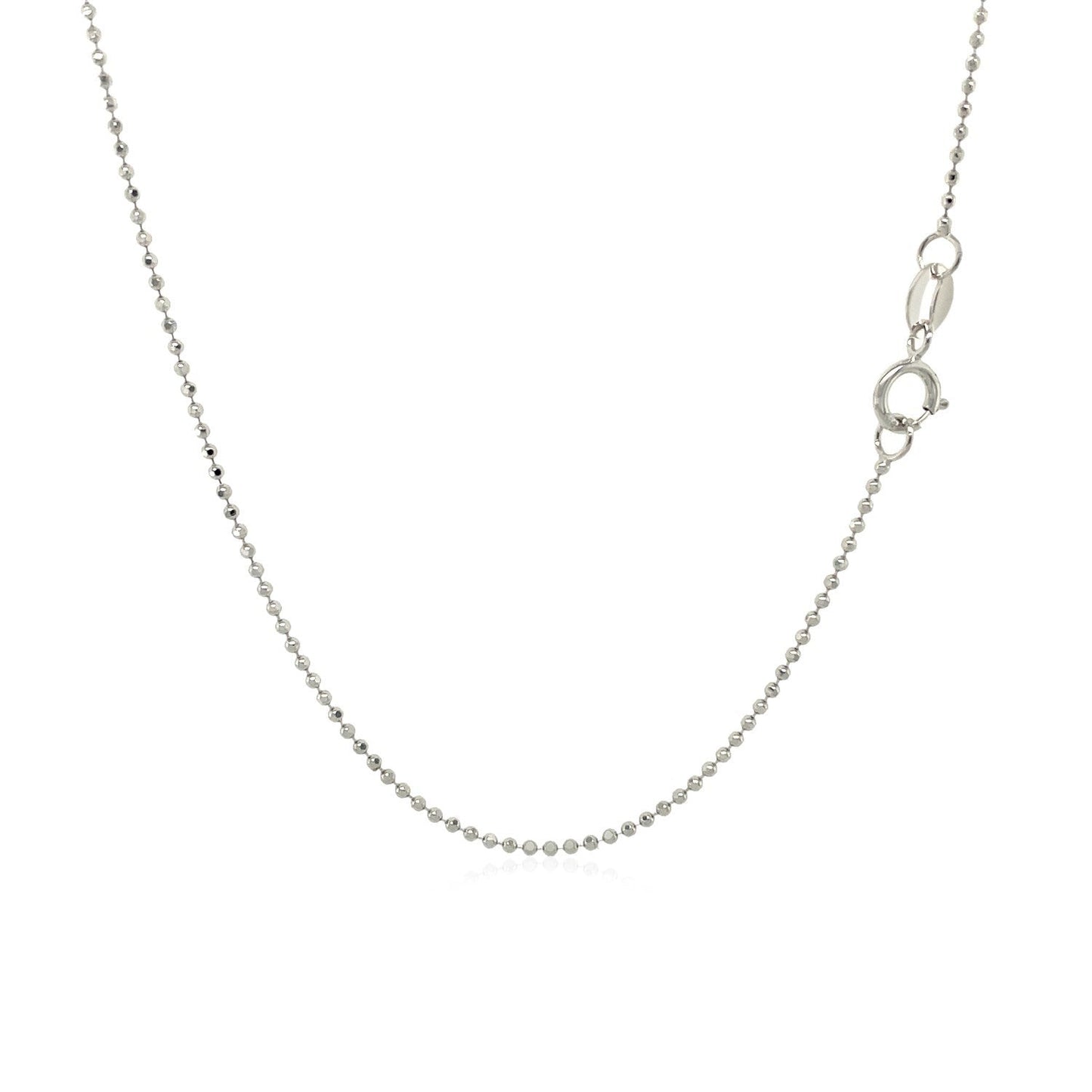 14k White Gold Diamond-Cut Bead Chain 1.0mm Bids.com