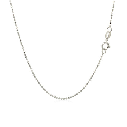 14k White Gold Diamond-Cut Bead Chain 1.0mm Bids.com