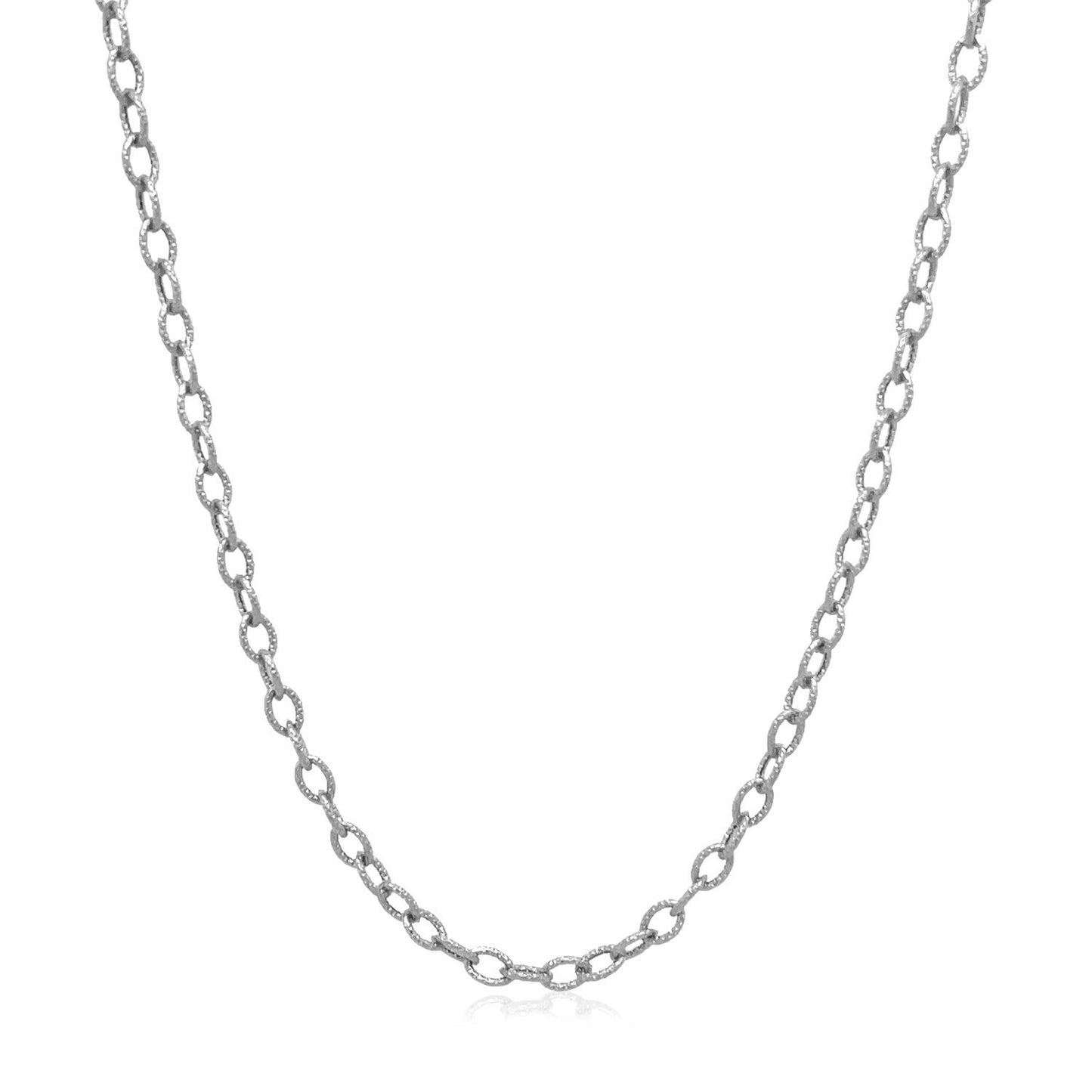 2.5mm 14k White Gold Pendant Chain with Textured Links Bids.com