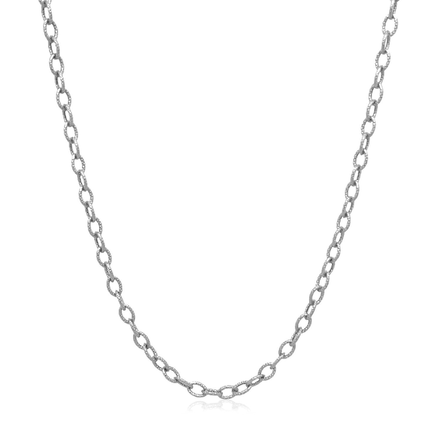 2.5mm 14k White Gold Pendant Chain with Textured Links Bids.com