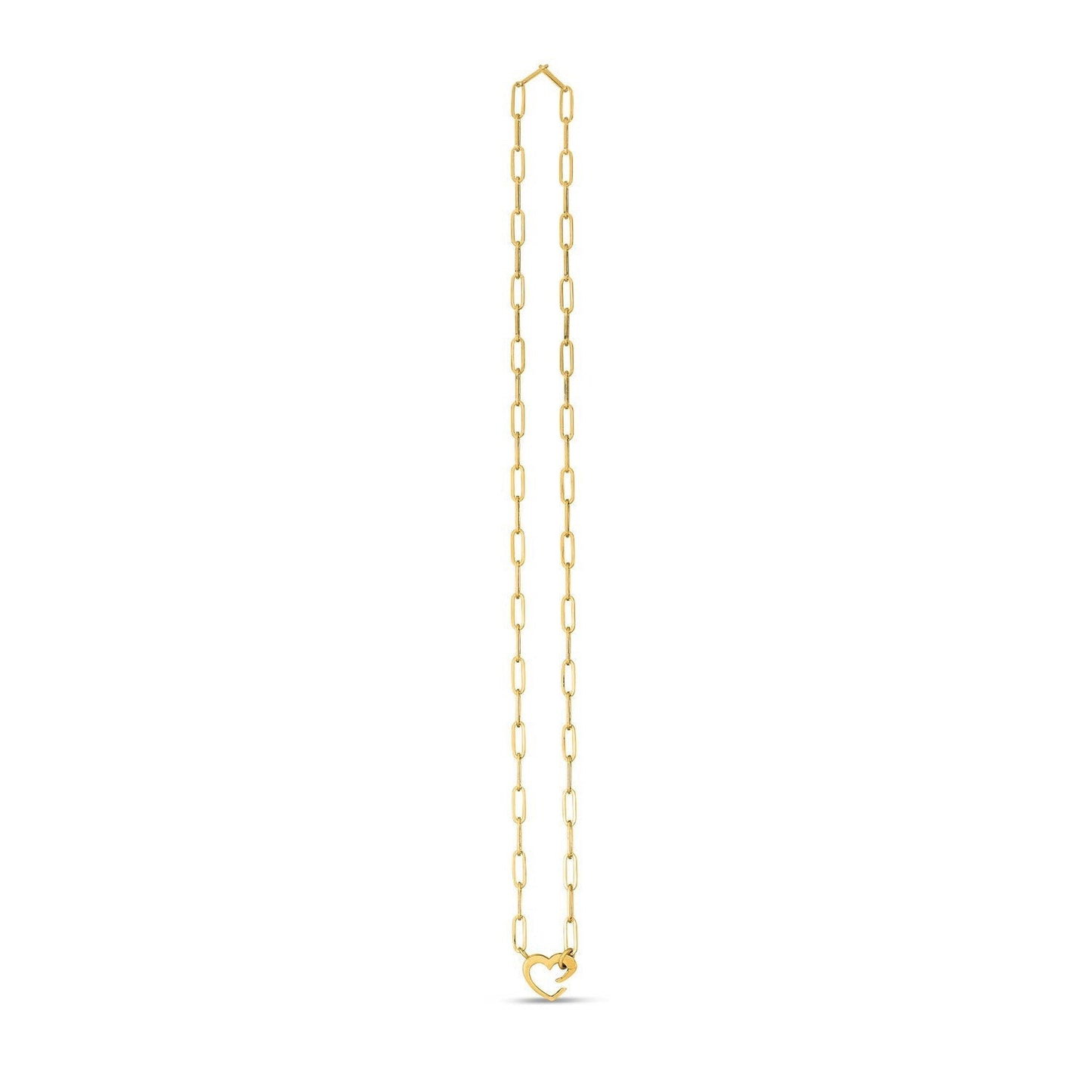 14k Yellow Gold Heart Element Paperclip Necklace Bids.com
