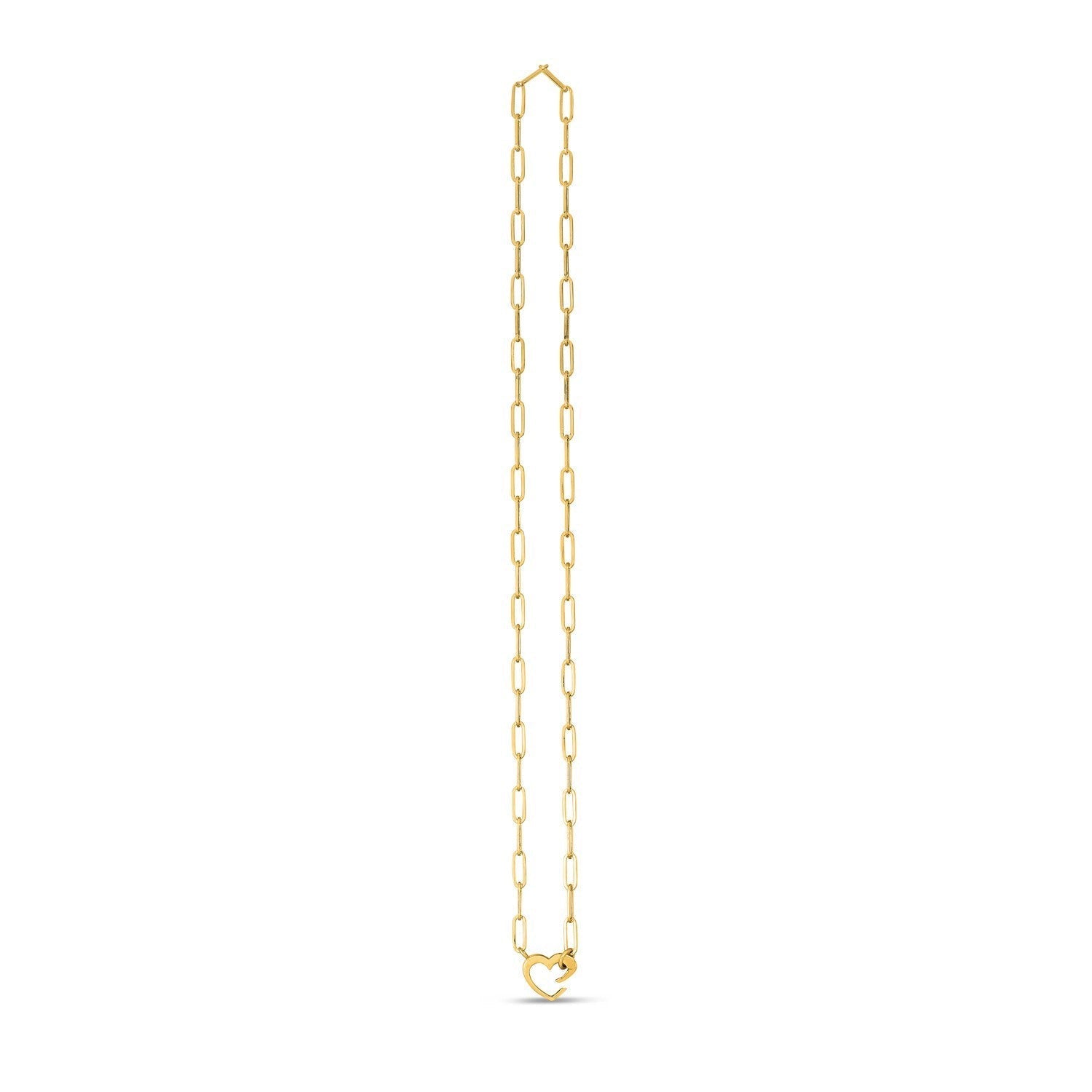 14k Yellow Gold Heart Element Paperclip Necklace Bids.com