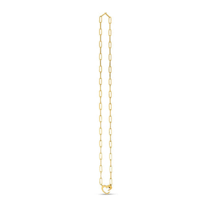 14k Yellow Gold Heart Element Paperclip Necklace Bids.com