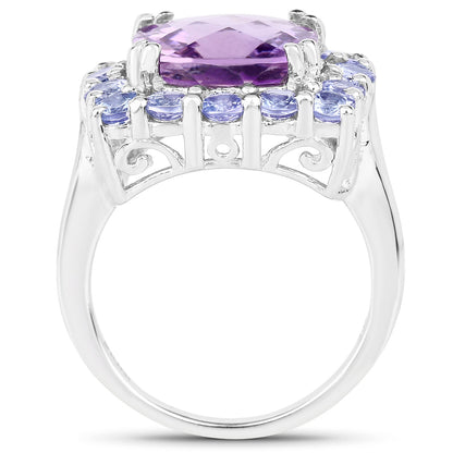 6.63 Carat Genuine Amethyst and Tanzanite .925 Sterling Silver Ring Bids.com