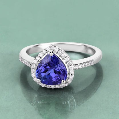 2.33 Carat Genuine Tanzanite and White Diamond 14K White Gold Ring Bids.com