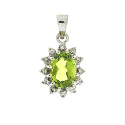 .96ct Peridot Diamond Fashion Pendants 10KT White Gold Bids.com