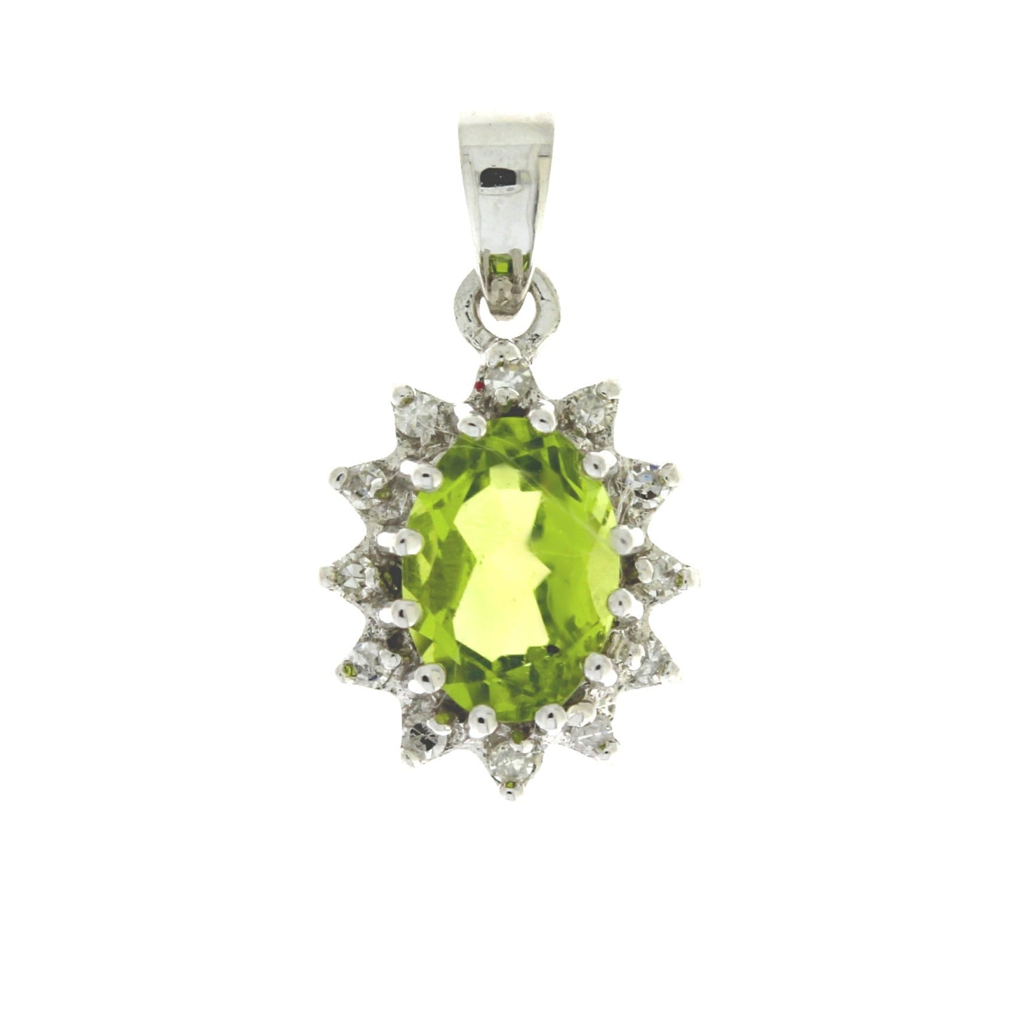.96ct Peridot Diamond Fashion Pendants 10KT White Gold Bids.com