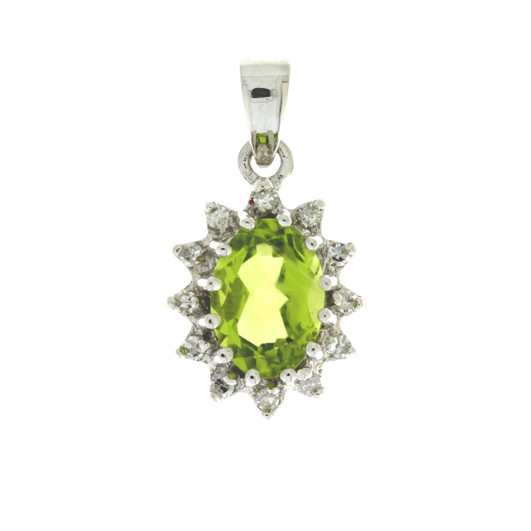 .96ct Peridot Diamond Fashion Pendants 10KT White Gold Bids.com