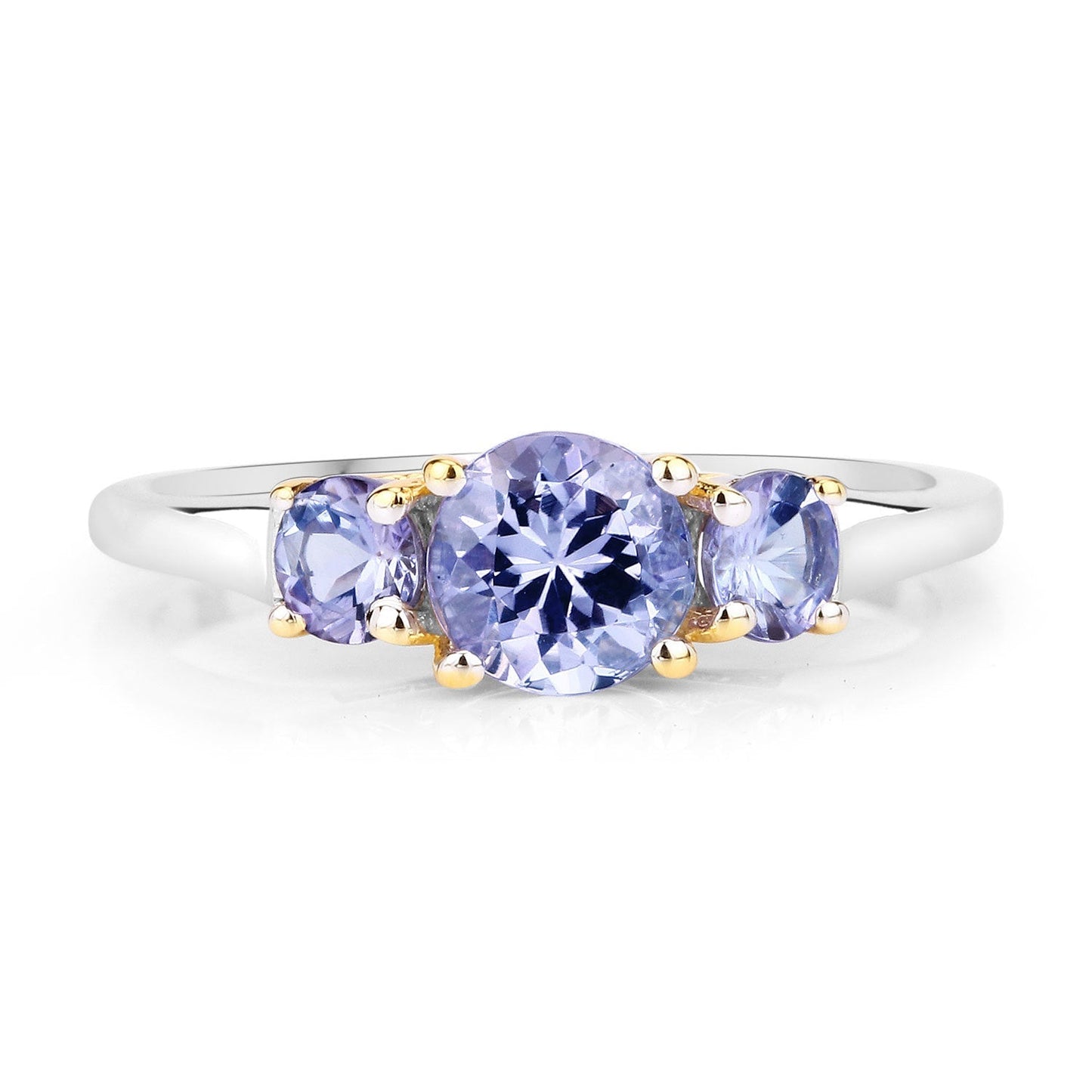 Two Tone Plated 1.07 Carat Genuine Tanzanite .925 Sterling Silver Ring Bids.com