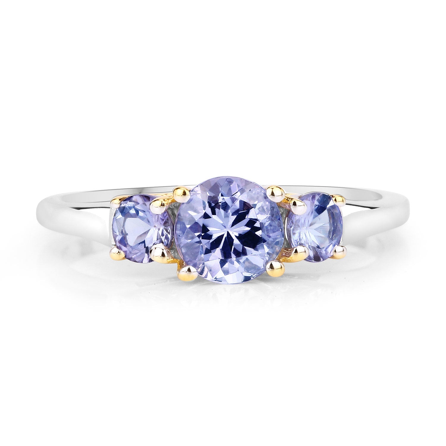 Two Tone Plated 1.07 Carat Genuine Tanzanite .925 Sterling Silver Ring Bids.com