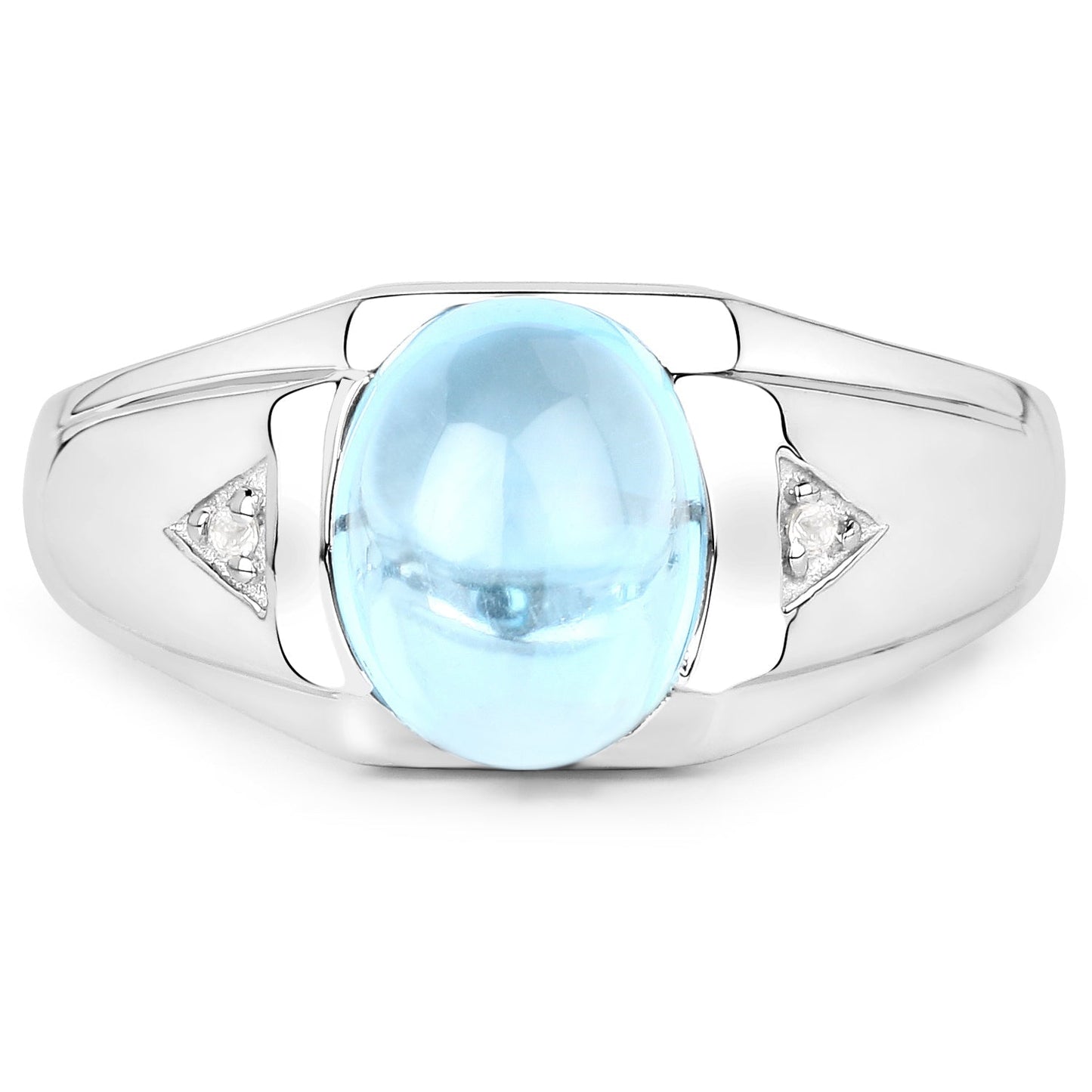 3.67 Carat Genuine Swiss Blue Topaz and White Topaz .925 Sterling Silver Ring Bids.com