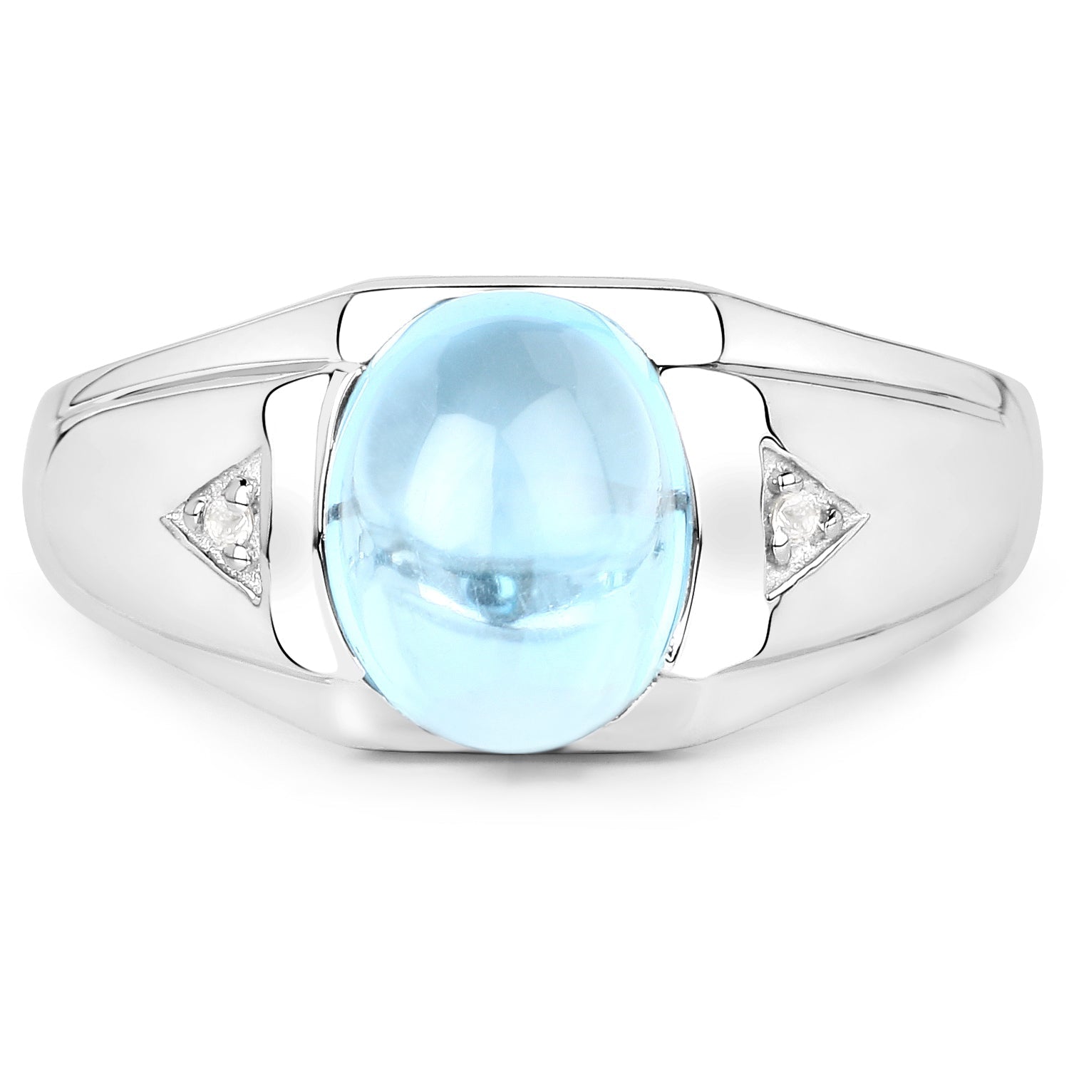 3.67 Carat Genuine Swiss Blue Topaz and White Topaz .925 Sterling Silver Ring Bids.com