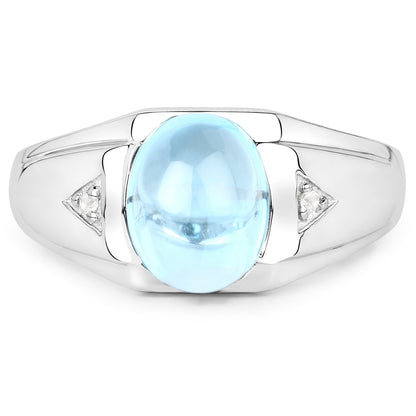 3.67 Carat Genuine Swiss Blue Topaz and White Topaz .925 Sterling Silver Ring Bids.com