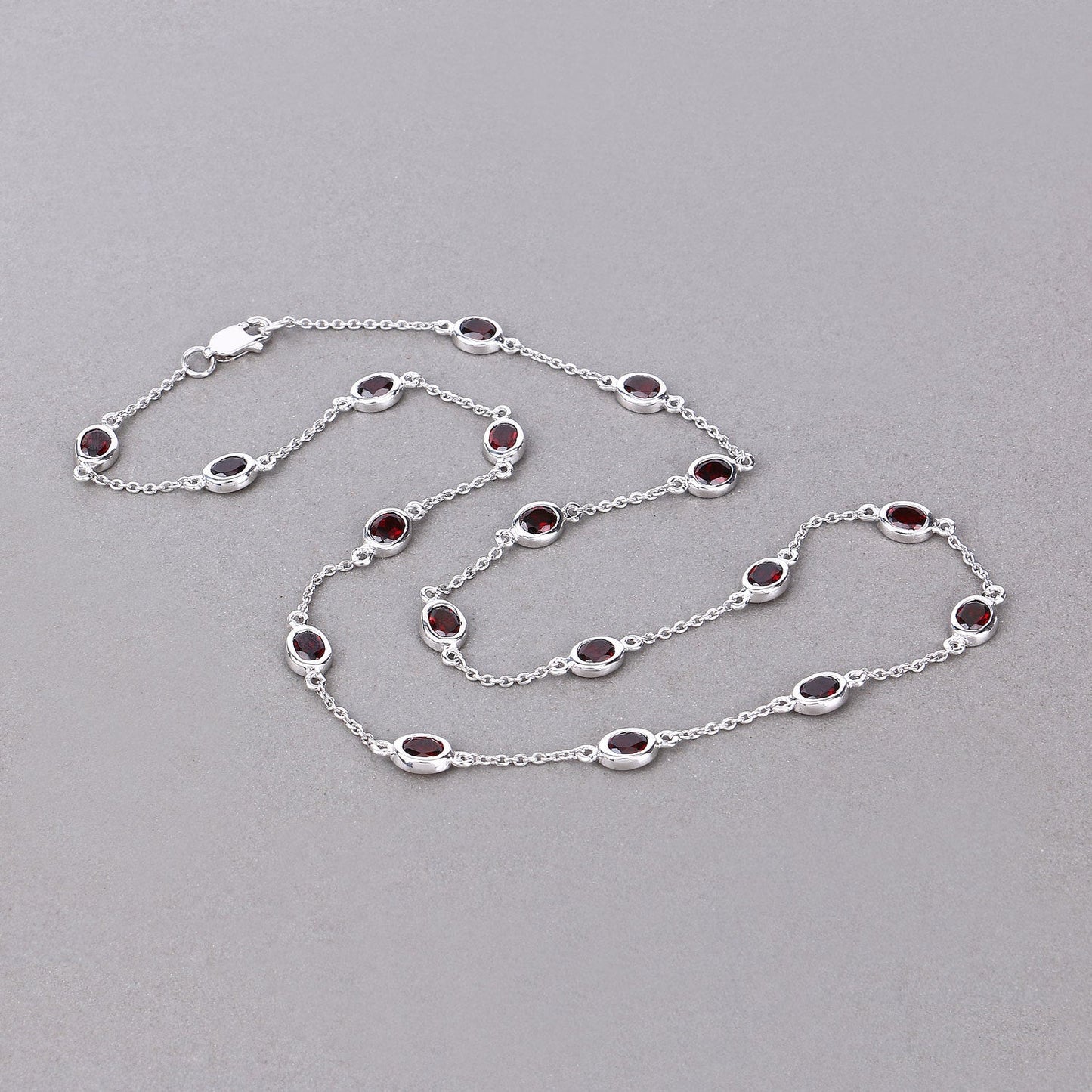 8.10 Carat Genuine Garnet .925 Sterling Silver Necklace Bids.com
