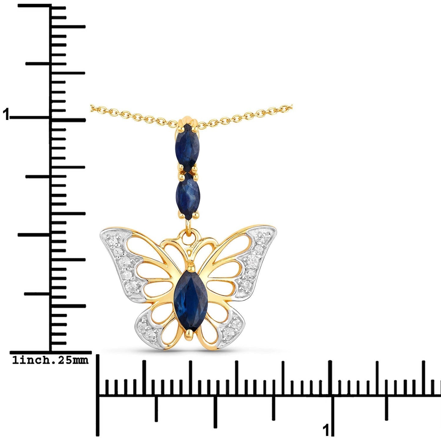 0.92 Carat Genuine Blue Sapphire and White Zircon .925 Sterling Silver Pendant Bids.com