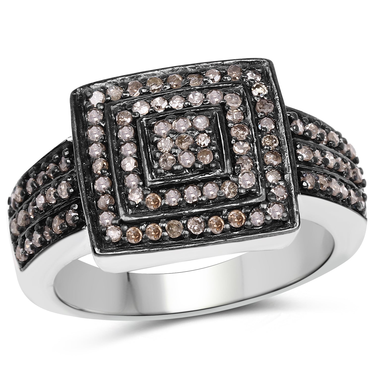 0.42 Carat Genuine Champagne Diamond .925 Sterling Silver Ring Bids.com