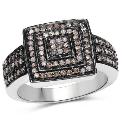 0.42 Carat Genuine Champagne Diamond .925 Sterling Silver Ring Bids.com