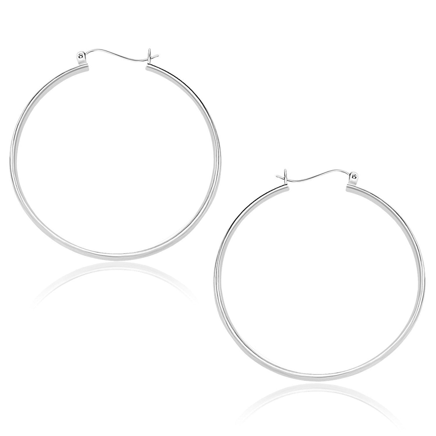 10k White Gold Polished Hoop Earrings (40mm) Bids.com