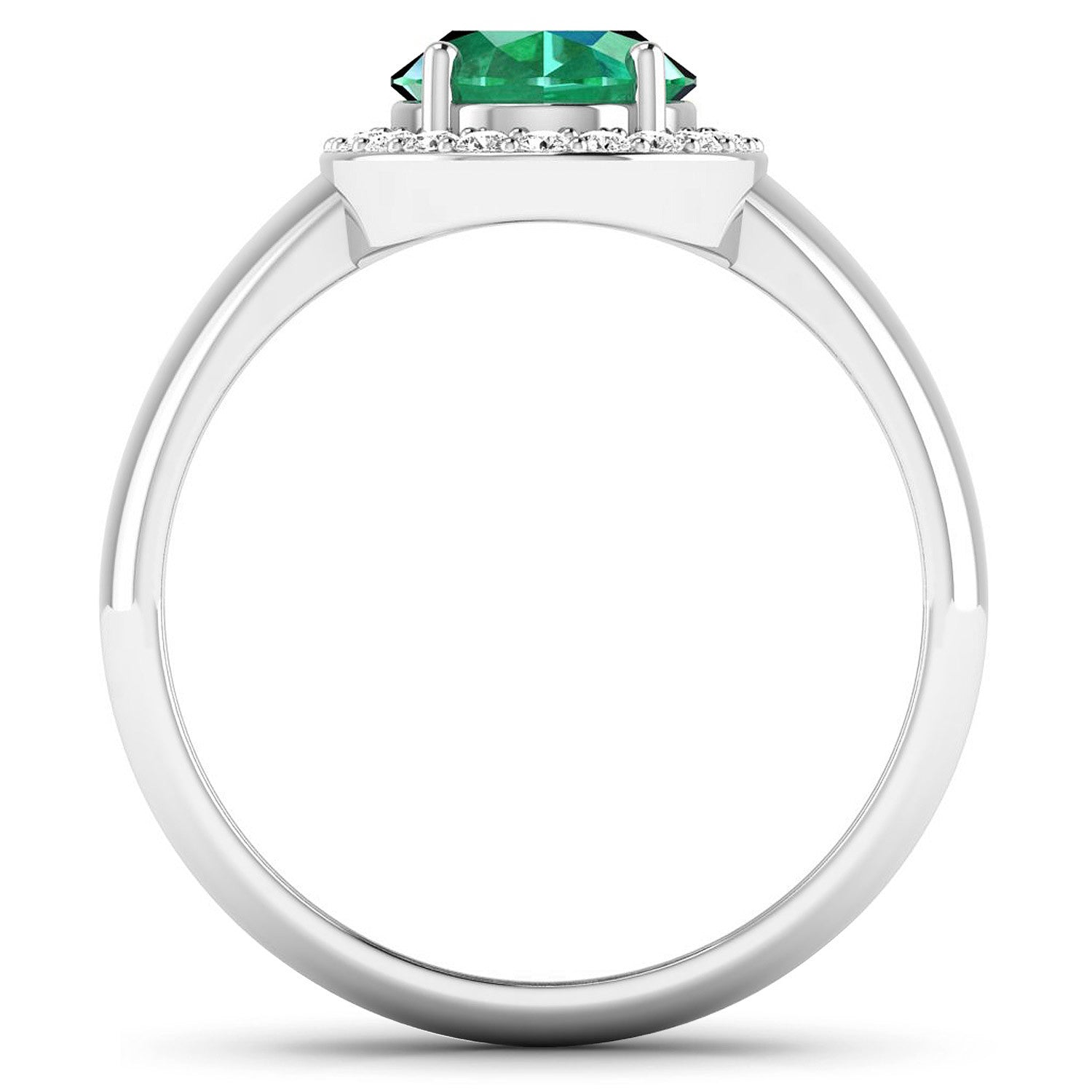 1.87 Carat Genuine Zambian Emerald and White Diamond 14K White Gold Ring Bids.com
