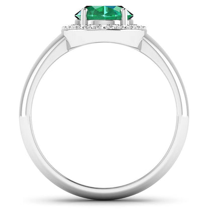 1.87 Carat Genuine Zambian Emerald and White Diamond 14K White Gold Ring Bids.com