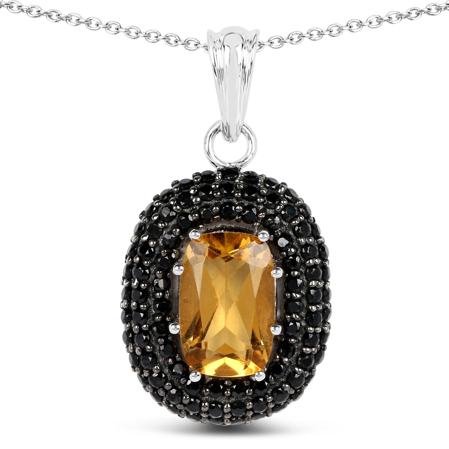 5.85 Carat Genuine Citrine and Black Spinel .925 Sterling Silver Pendant Bids.com