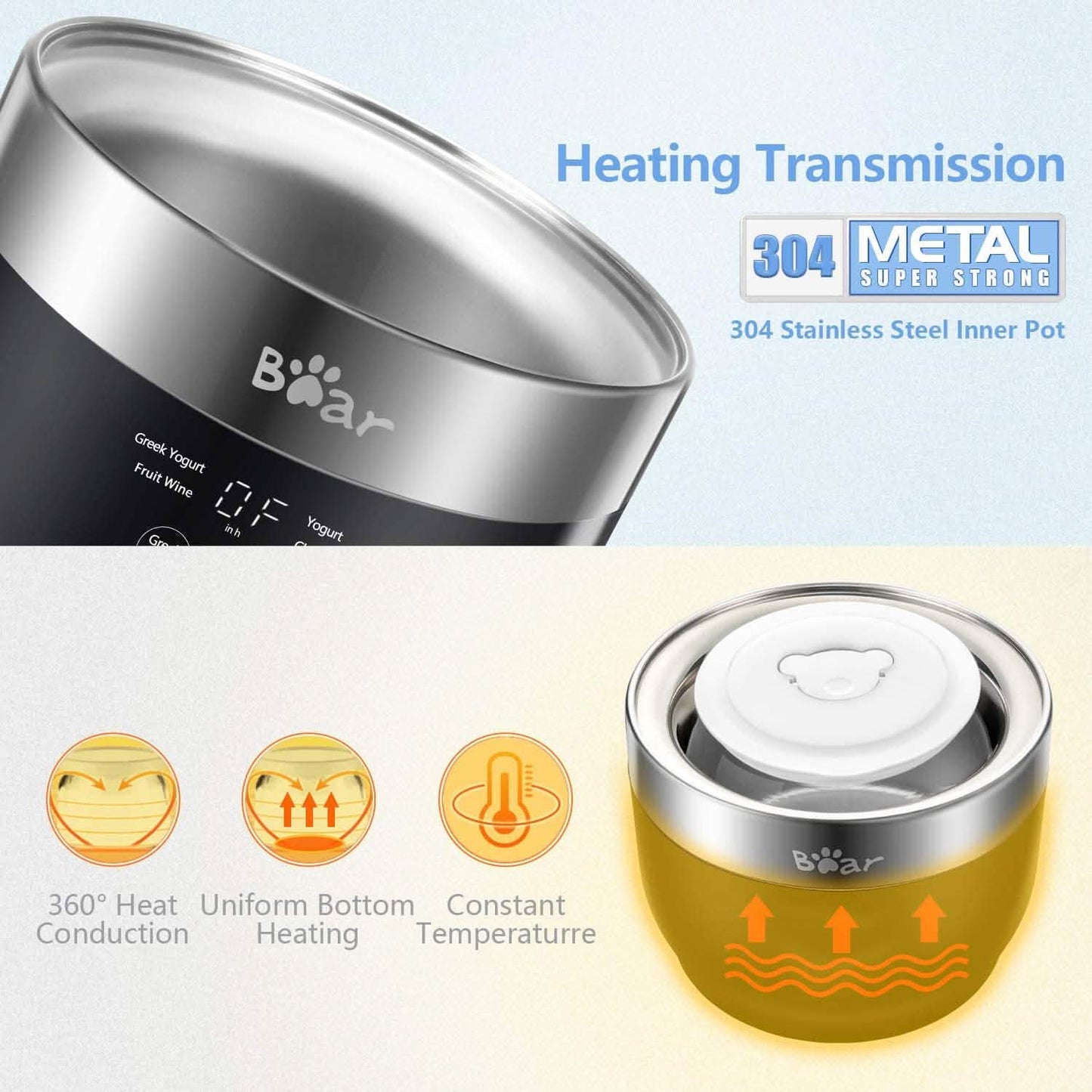 Bear Yogurt Maker Machine with Stainless Steel Inner Pot DailySale
